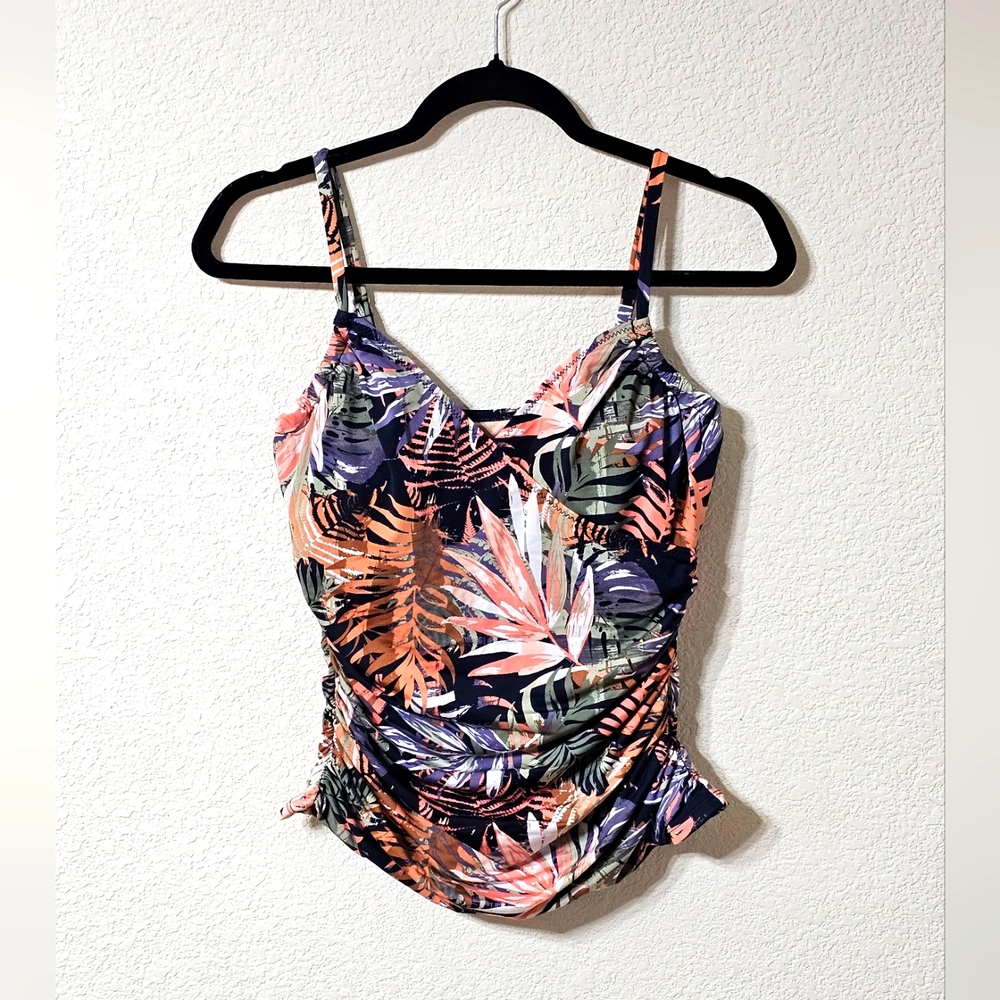 Garnet Hill Swimsuit Womens 10 Adjustable Straps Colorful Tankini Top